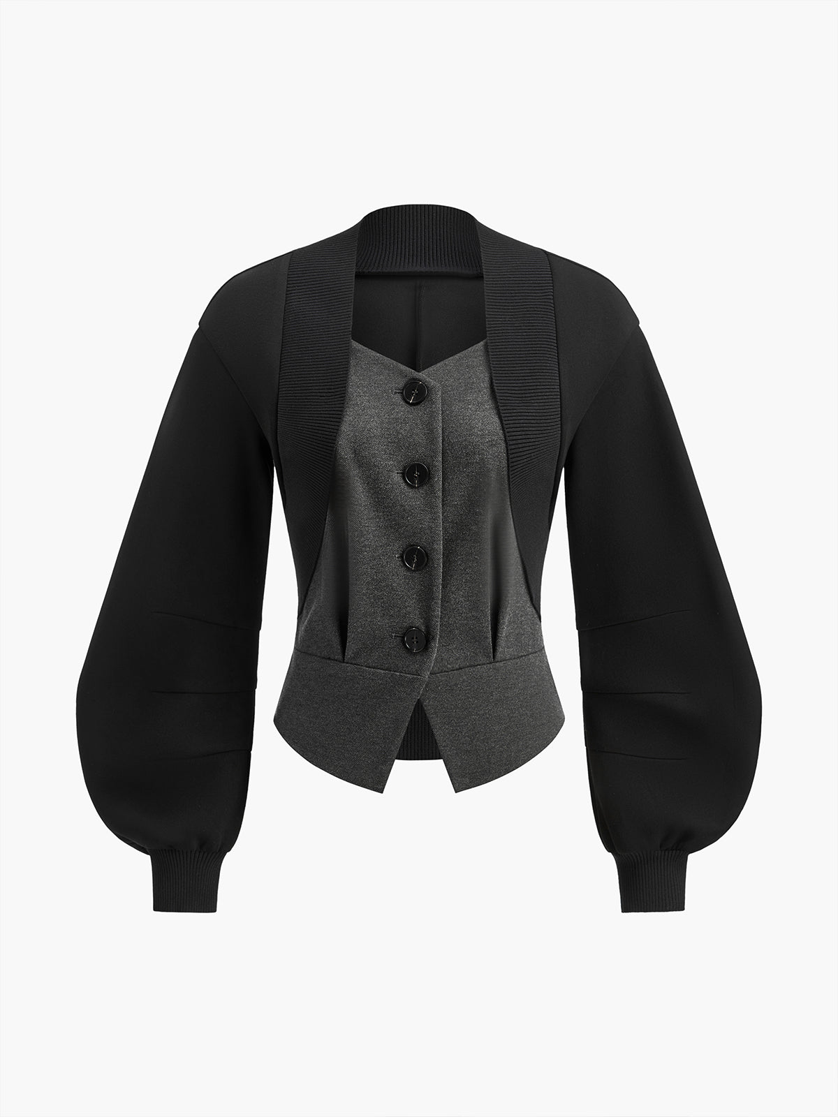 2’si 1 Arada Balon Kol Tweed Ceket