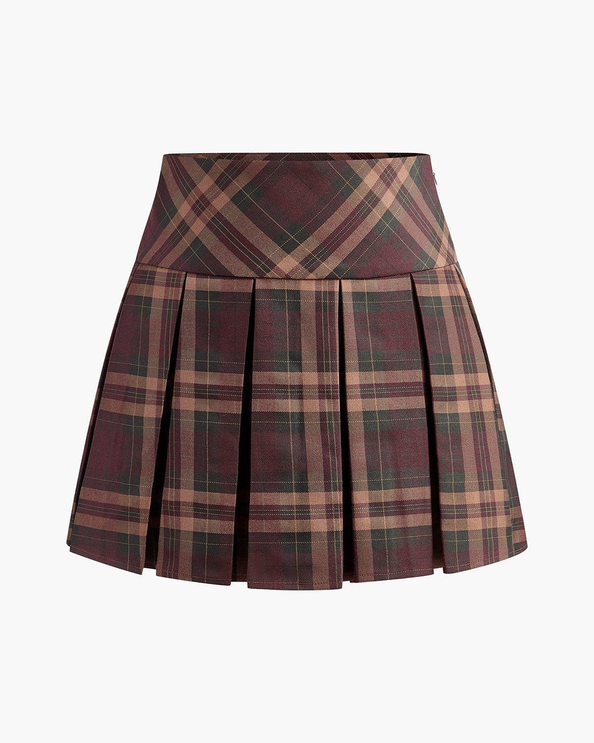 Ekose Pileli Mini Etek