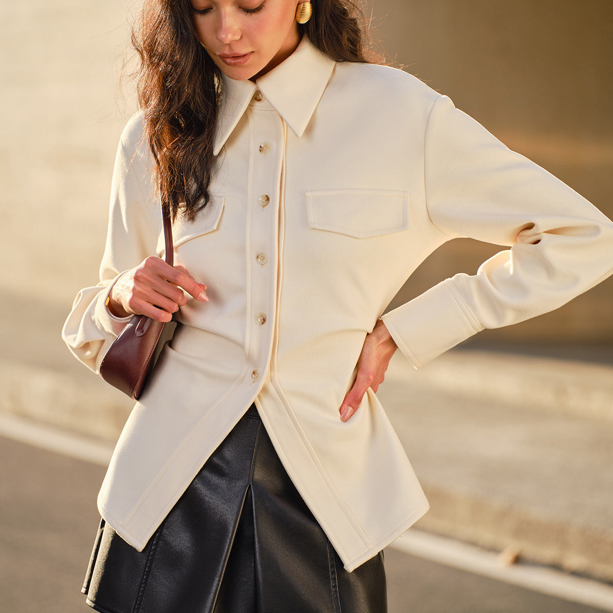 Tweed Düğmeli Dar Kesim Polo Yaka Tişört