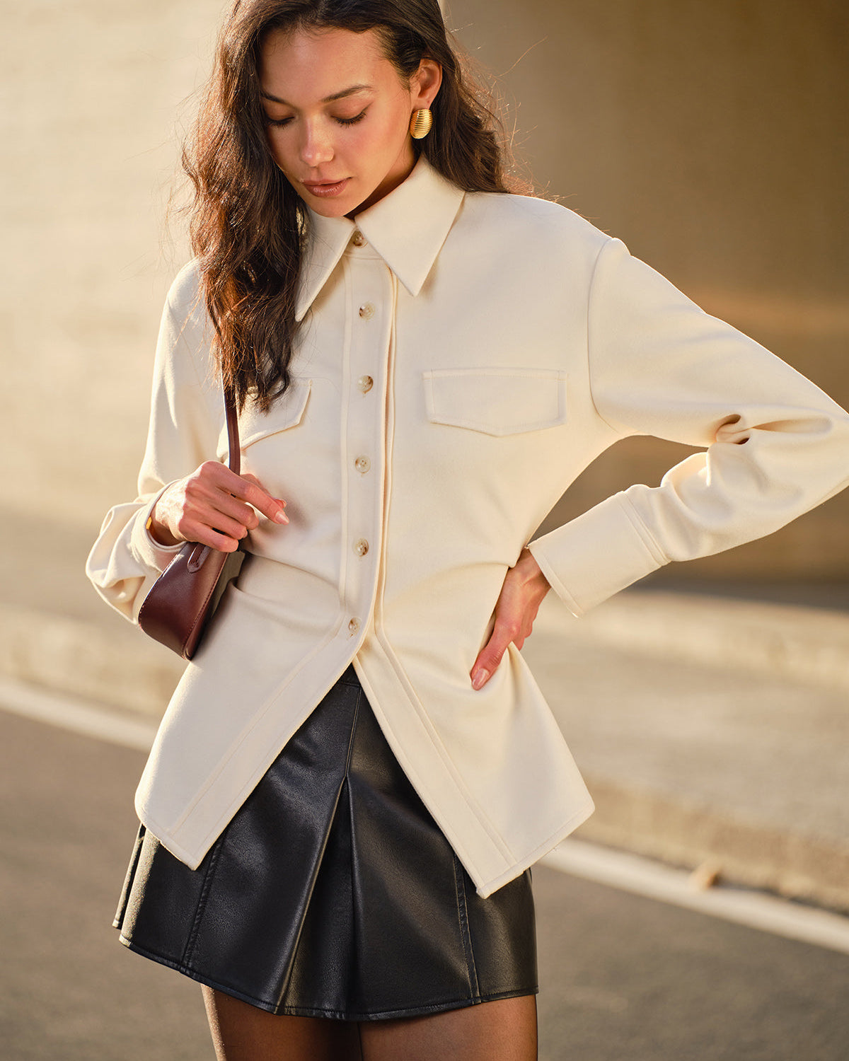 Tweed Düğmeli Dar Kesim Polo Yaka Tişört