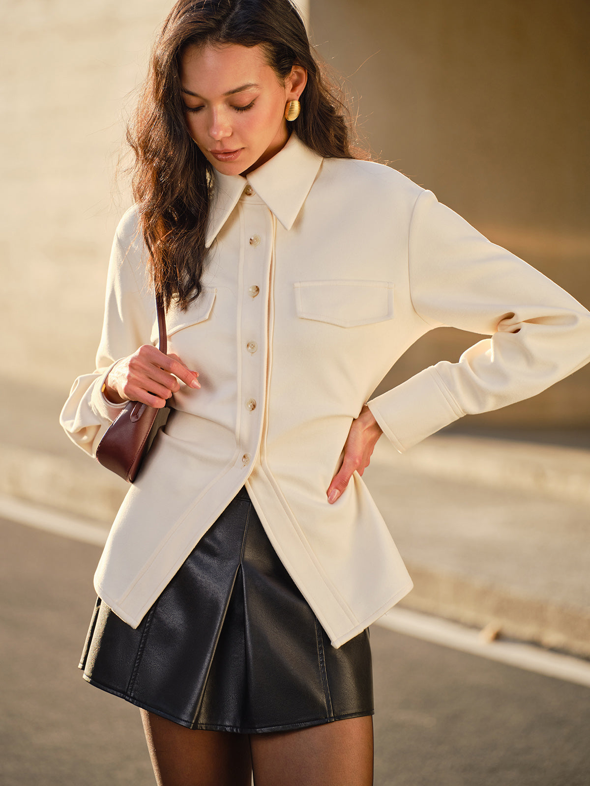 Tweed Düğmeli Dar Kesim Polo Yaka Tişört