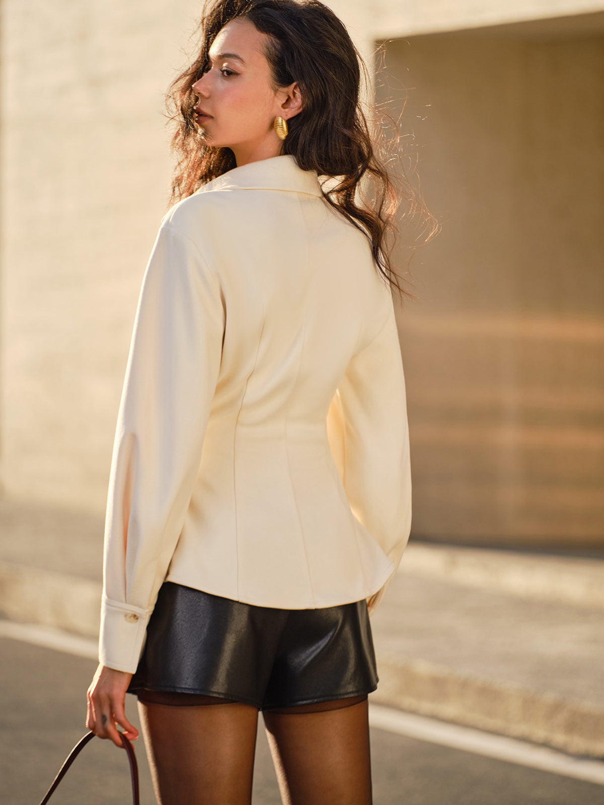 Tweed Düğmeli Dar Kesim Polo Yaka Tişört