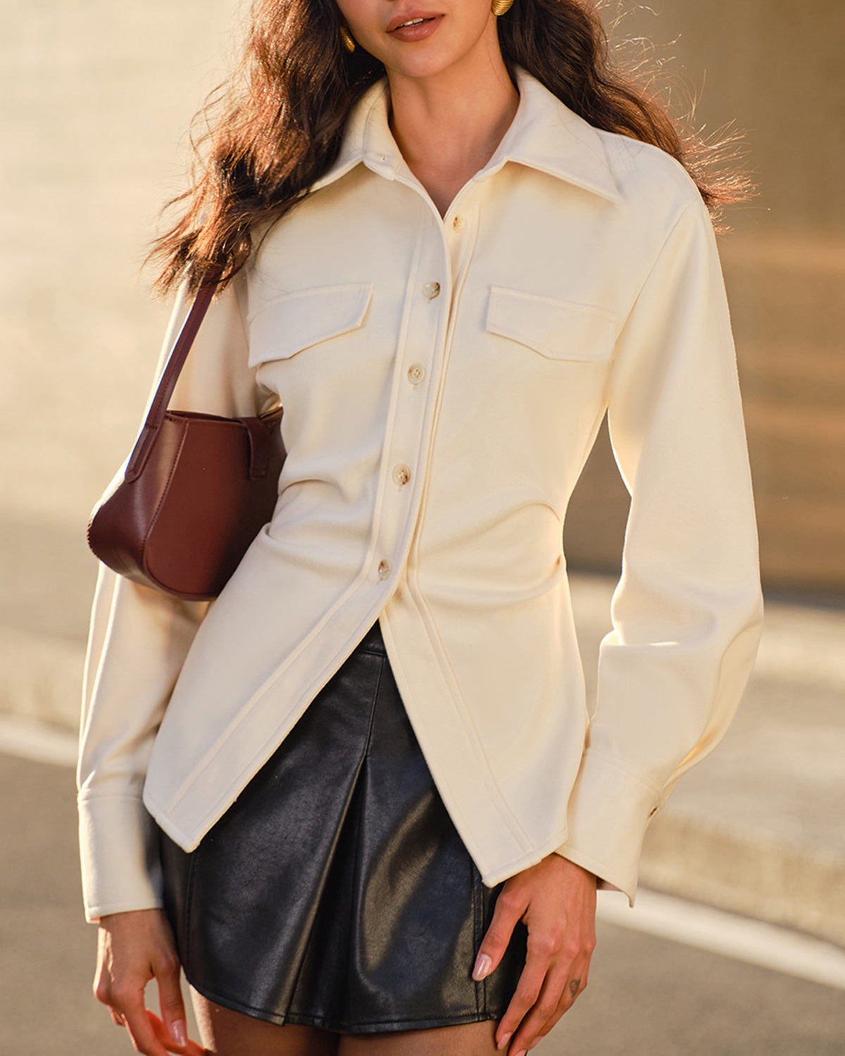 Tweed Düğmeli Dar Kesim Polo Yaka Tişört