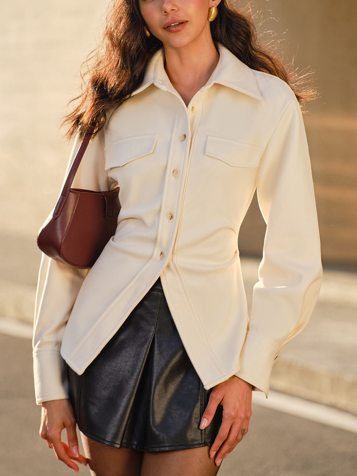 Tweed Düğmeli Dar Kesim Polo Yaka Tişört