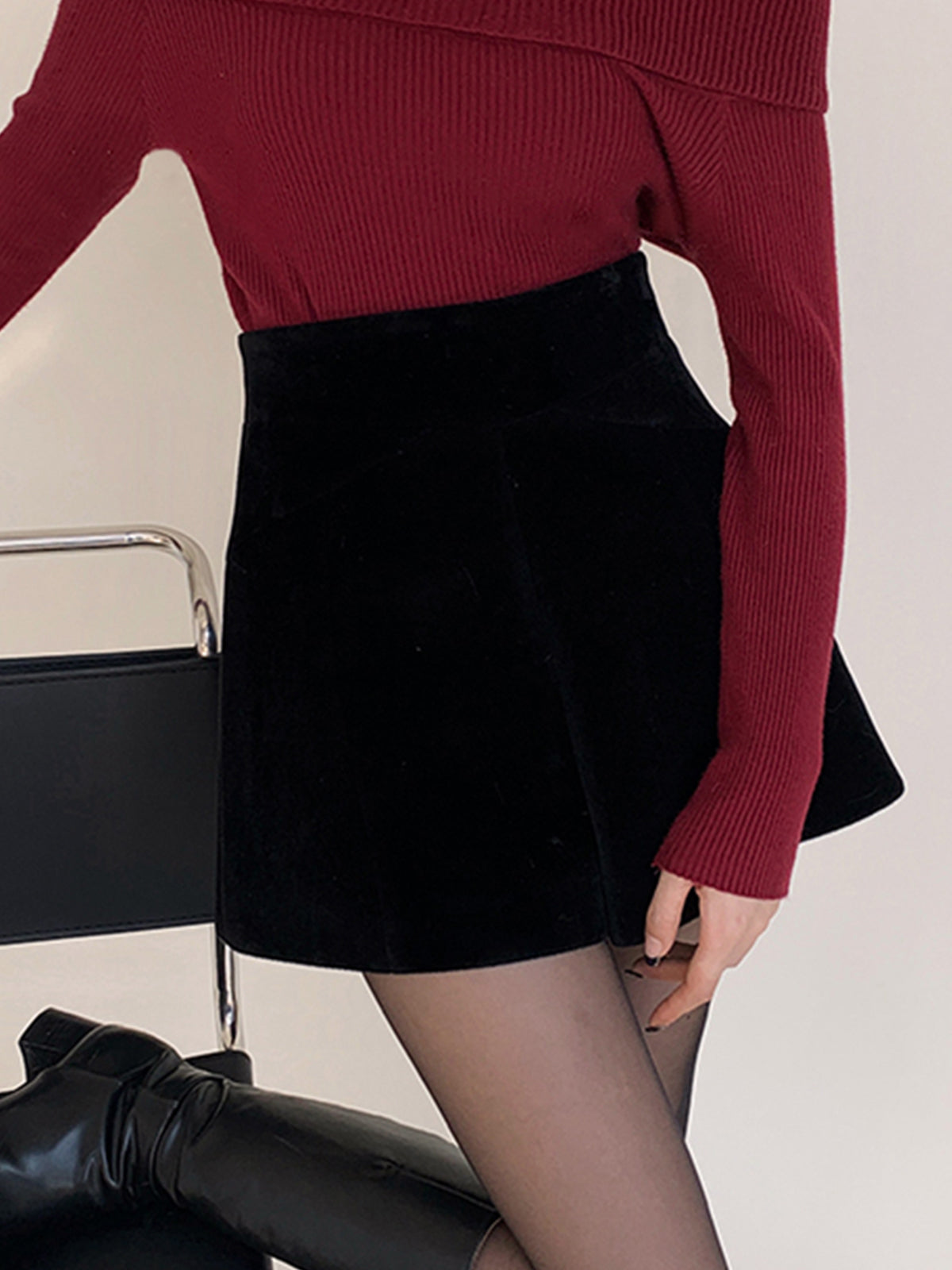 Kadife Bol Paça Şort