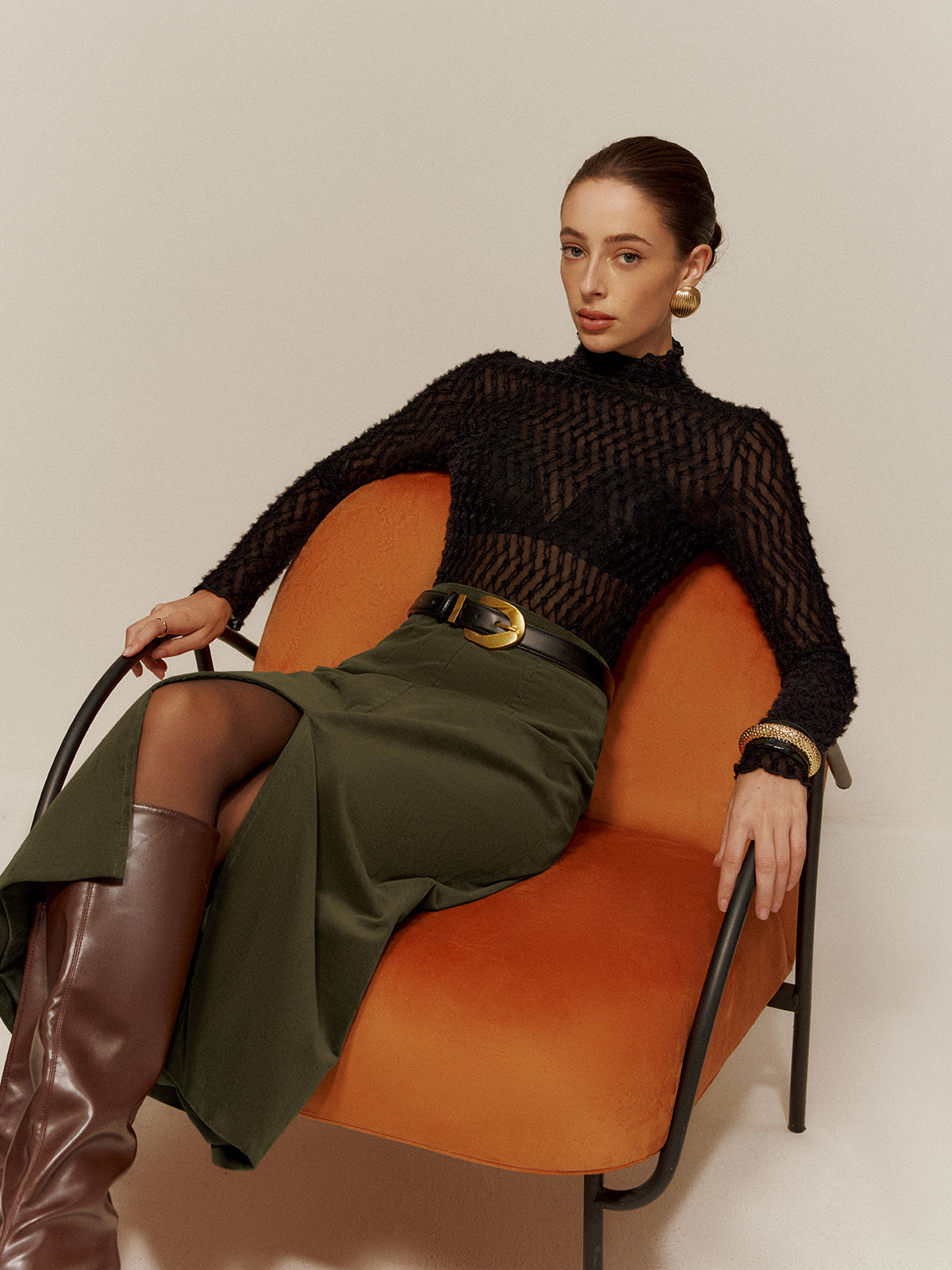 Yarım Balıkçı Yaka Yarı Şeffaf Tişört