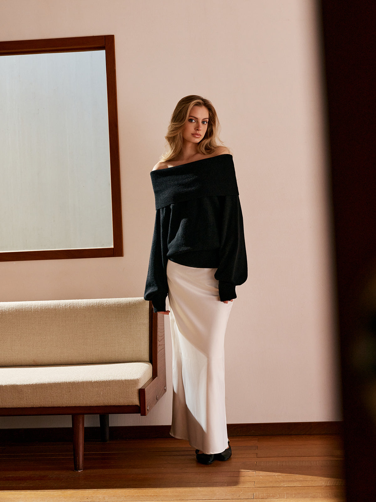 Yüksek Esnek Omuz Açık Rahat Kesim Kazak