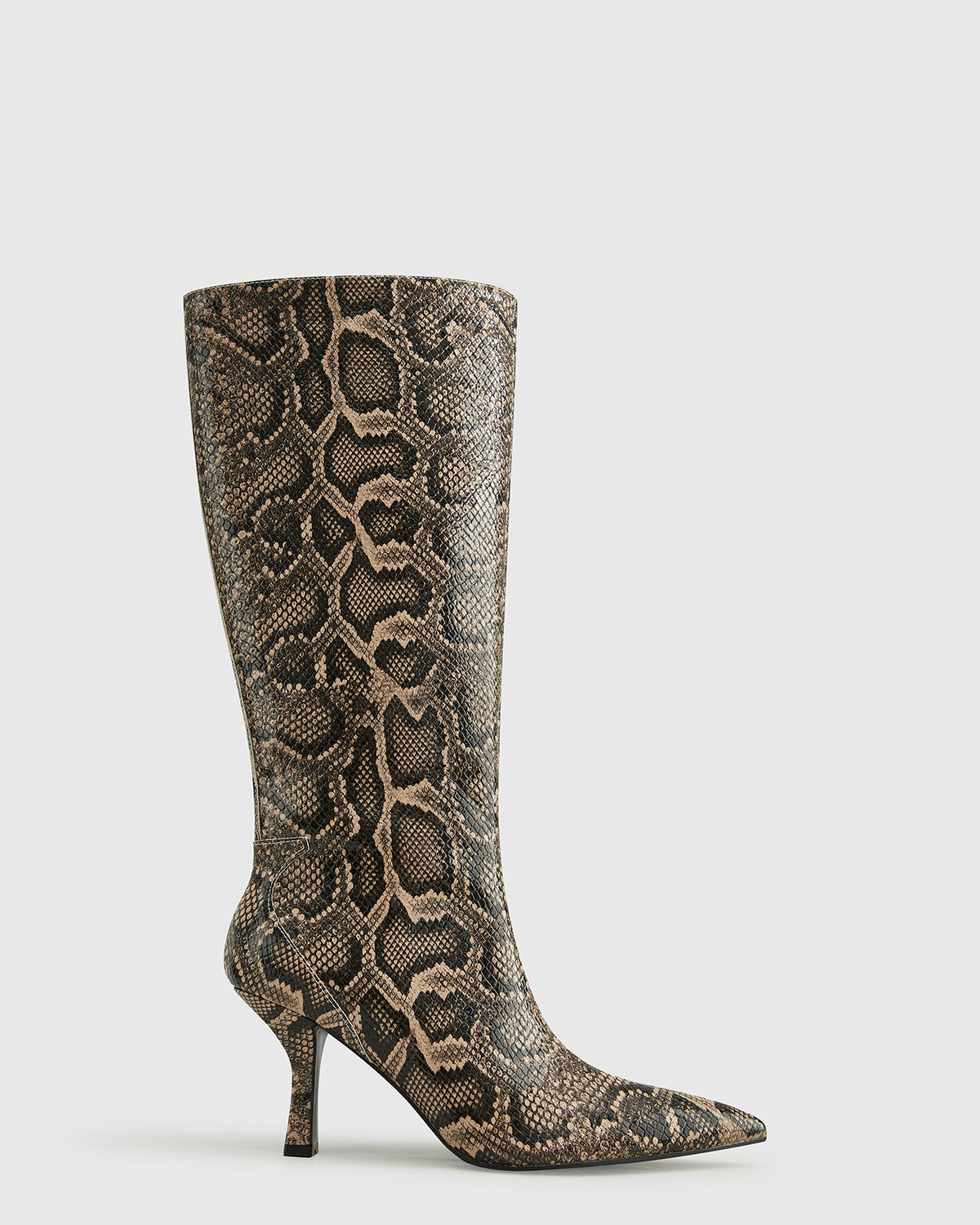 Yılan Derisi Desenli Diz Boyu Çizme