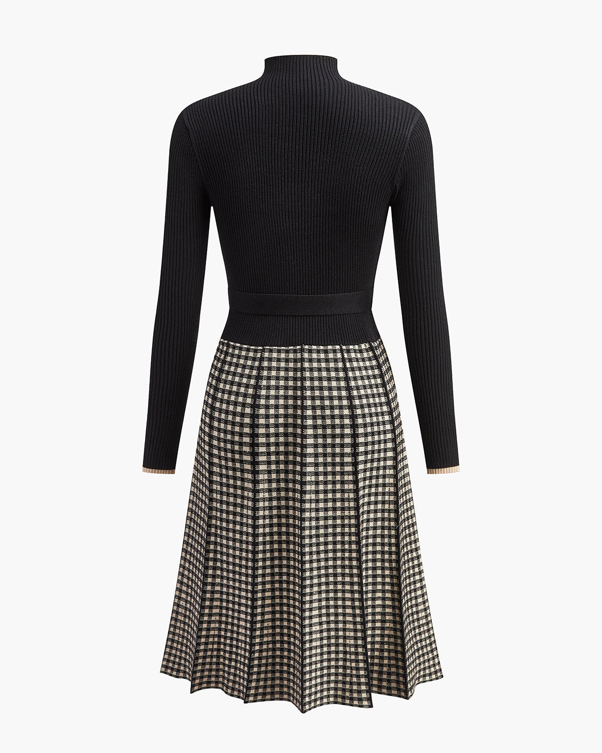 Kemerli Triko Kazak Ekose Etek Elbise