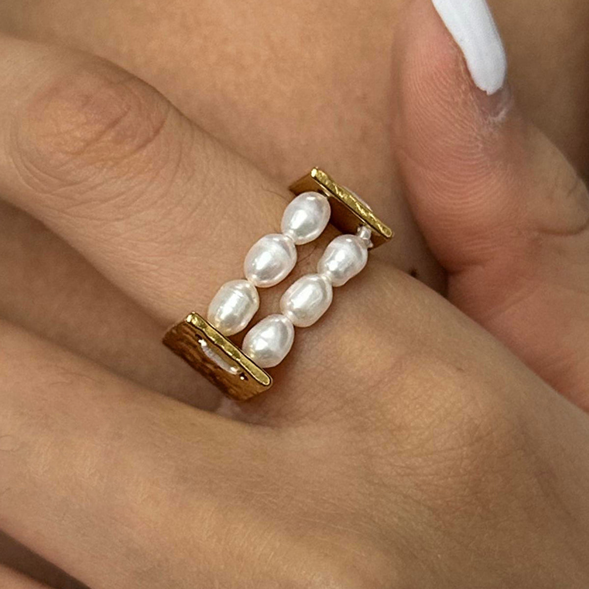 U Şekilli İnci Halka Yüzük