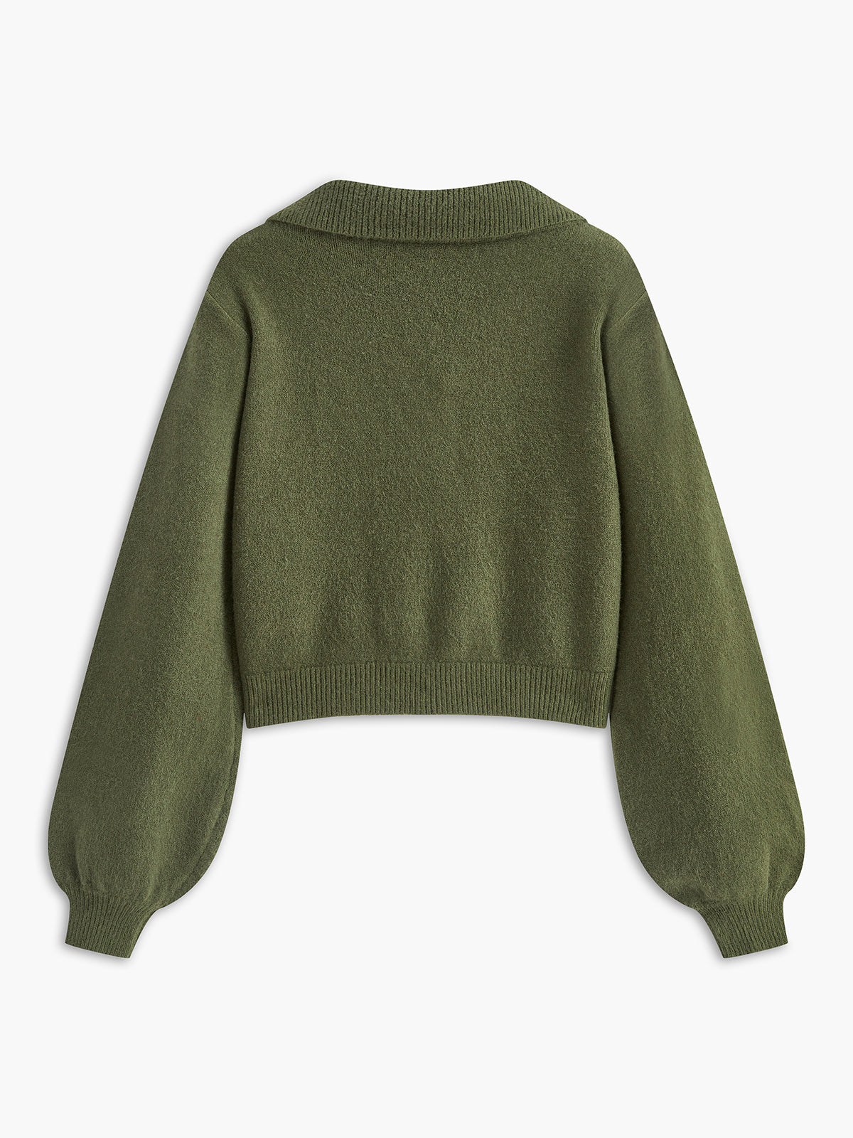 Düğmeli Yaka Detaylı Kısa Hırka