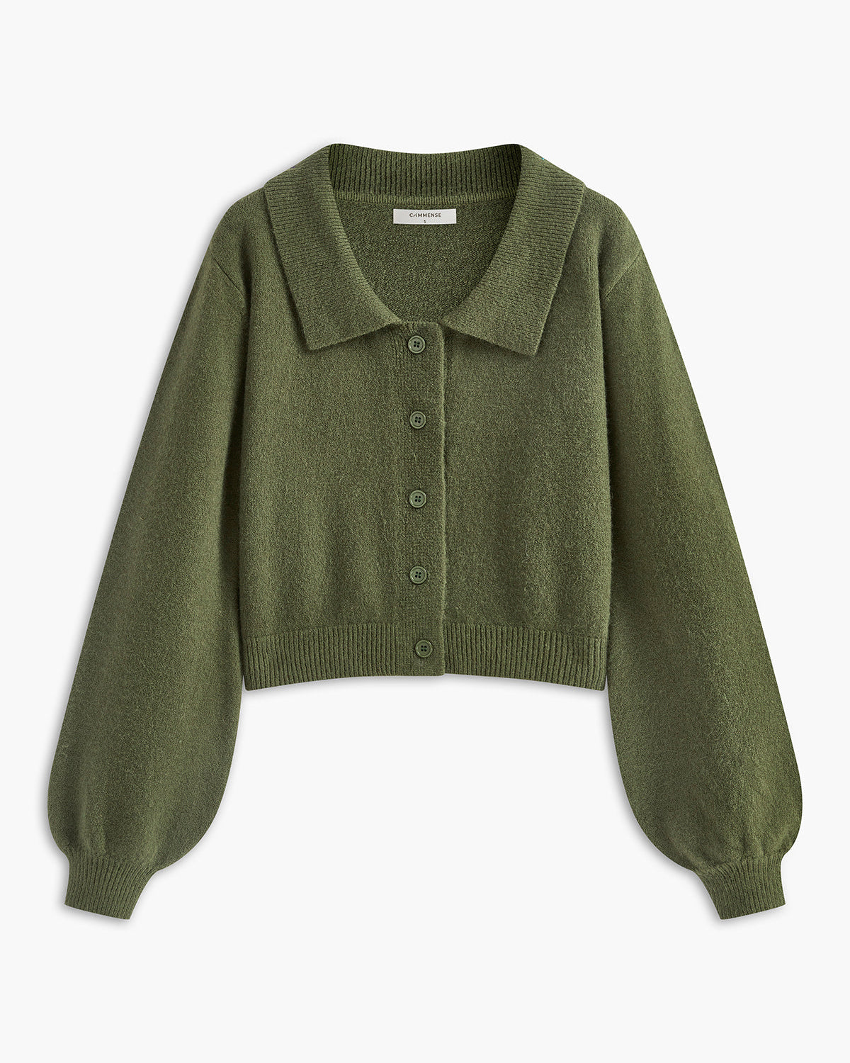 Düğmeli Yaka Detaylı Kısa Hırka