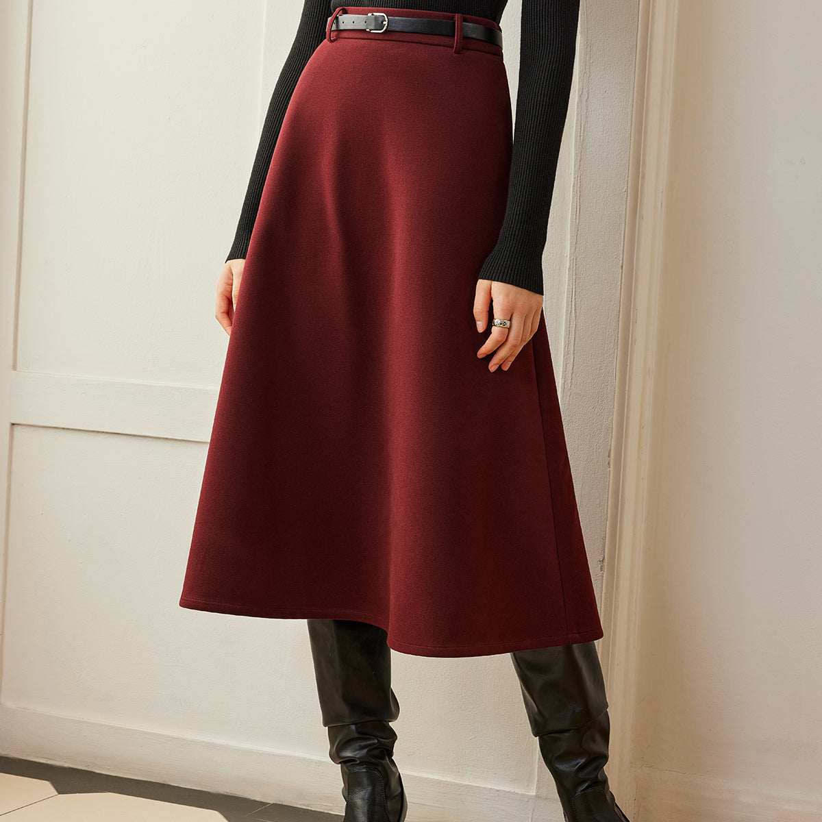 Şemsiye Formlu Kemerli Etek