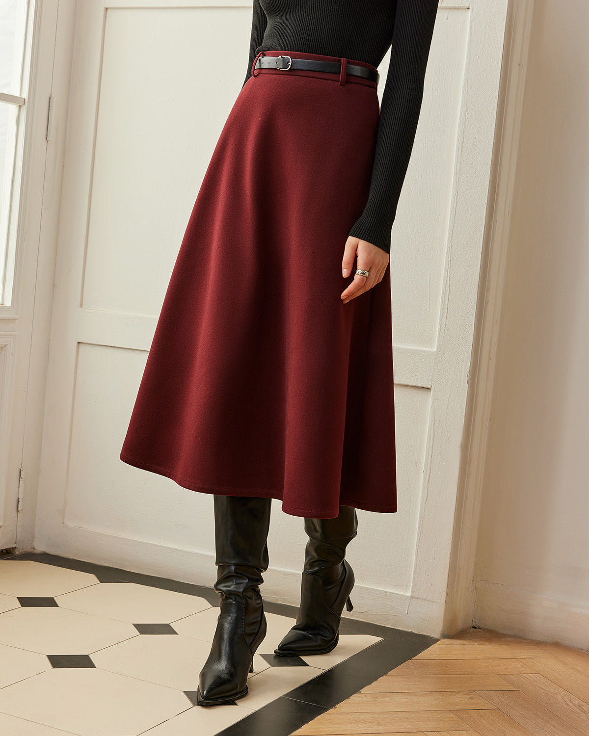 Şemsiye Formlu Kemerli Etek