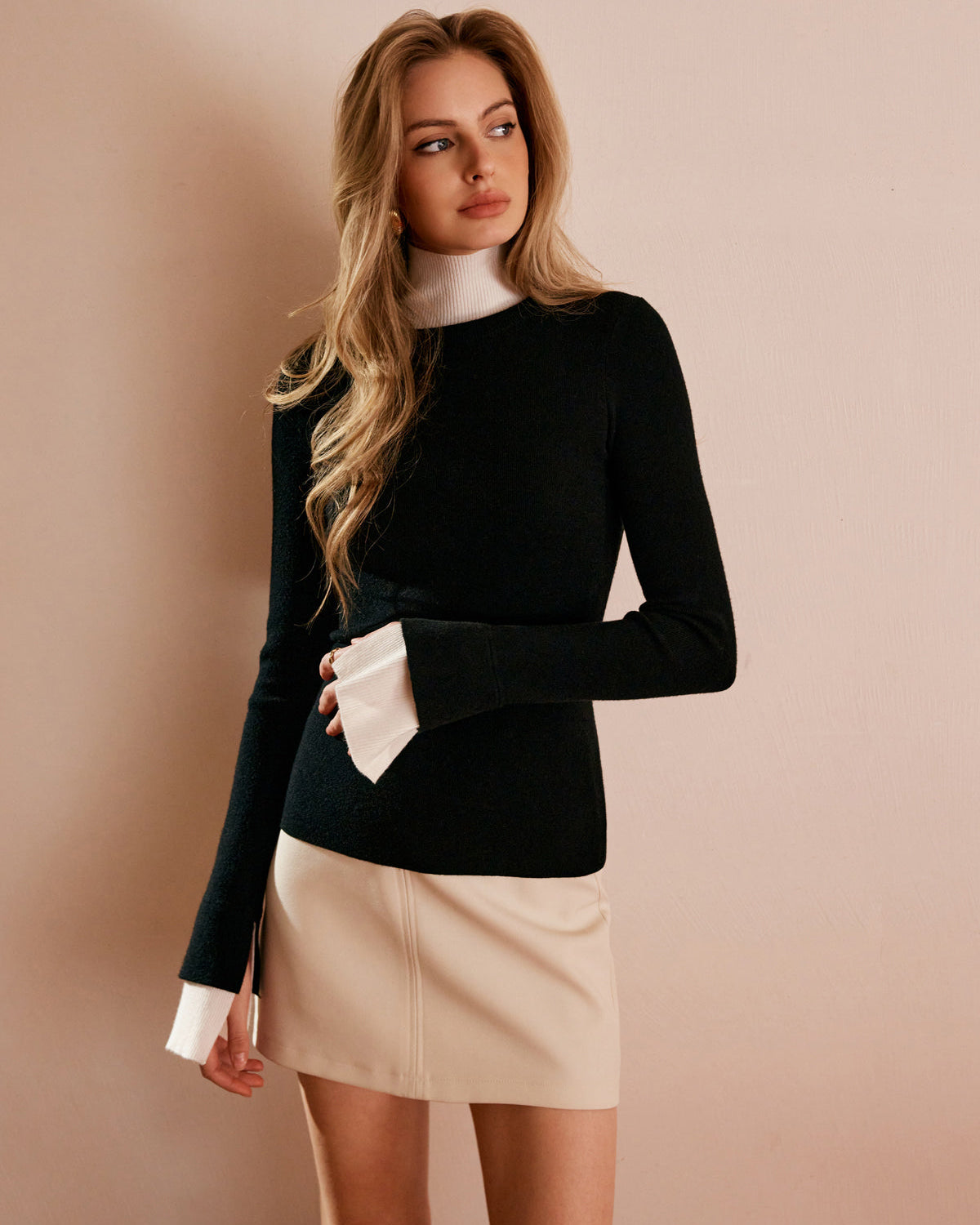 Renk Bloklu Balıkçı Yaka Triko Üst