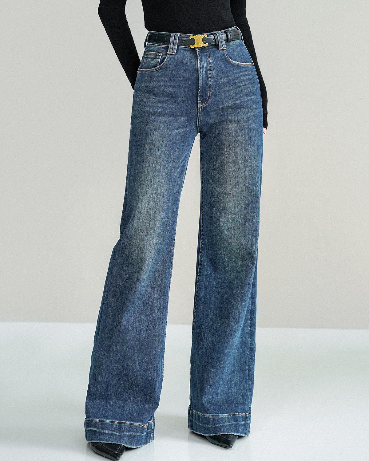 Orta Bel Paçaları İspanyol Kesim Kot Pantolon (Kemersiz)