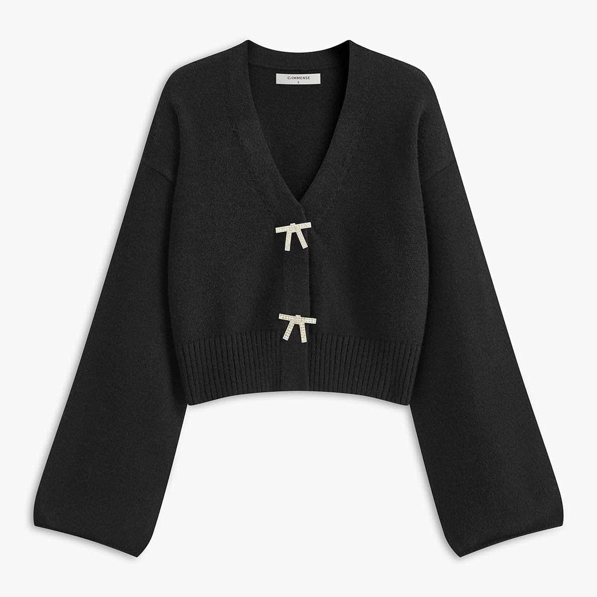 V Yaka Taşlı Fiyonk Detaylı Hırka