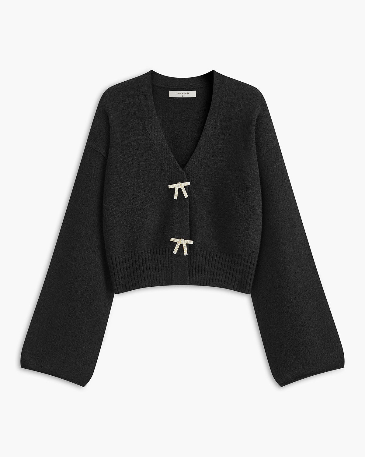 V Yaka Taşlı Fiyonk Detaylı Hırka