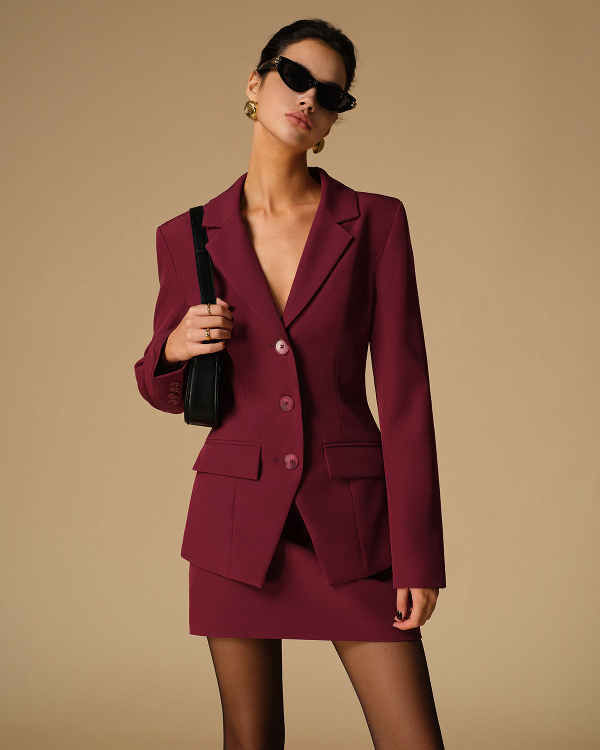 Yırtmaç Detaylı Düğmeli Dar Kesim Blazer Ceket