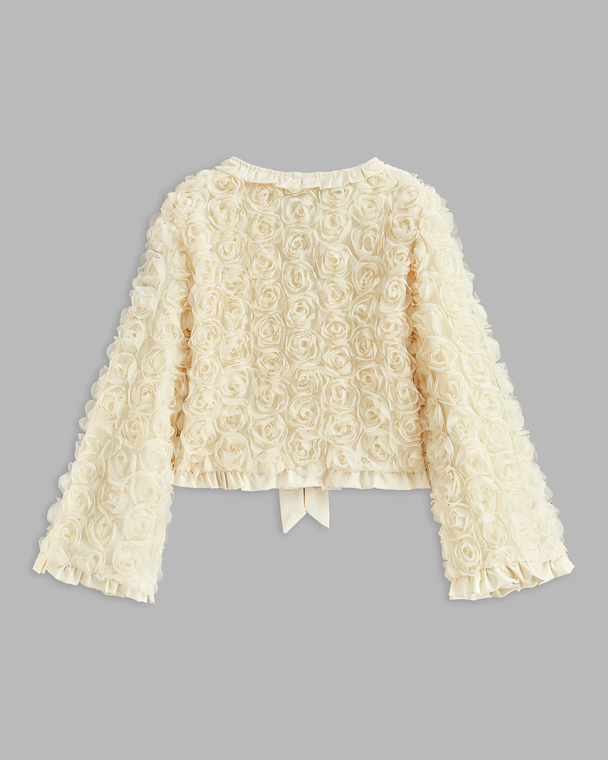 Romantik Ön Bağlamalı Gül Detaylı Ceket