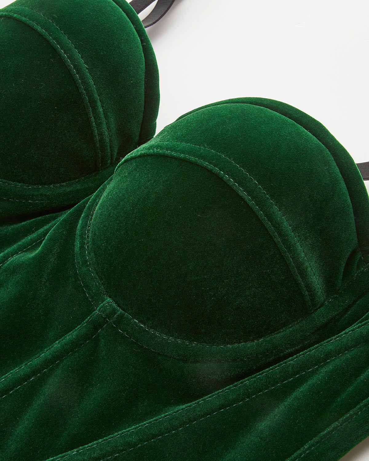 Kadife Biye Detaylı Fermuarlı Korse