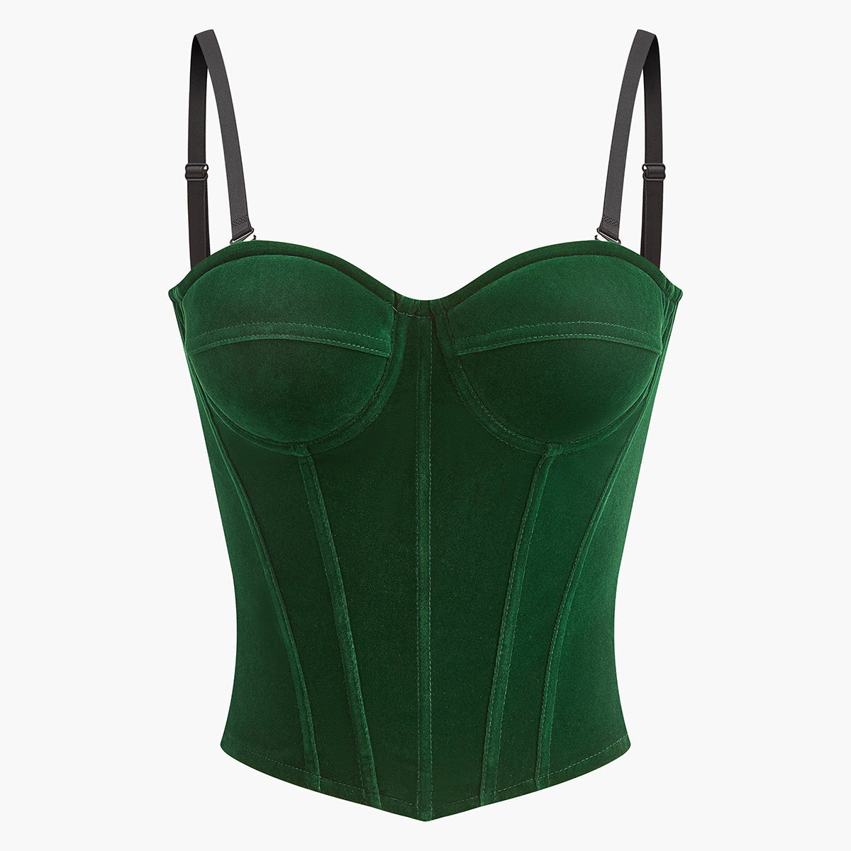 Kadife Biye Detaylı Fermuarlı Korse