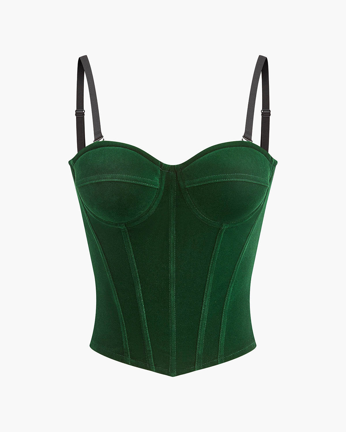 Kadife Biye Detaylı Fermuarlı Korse