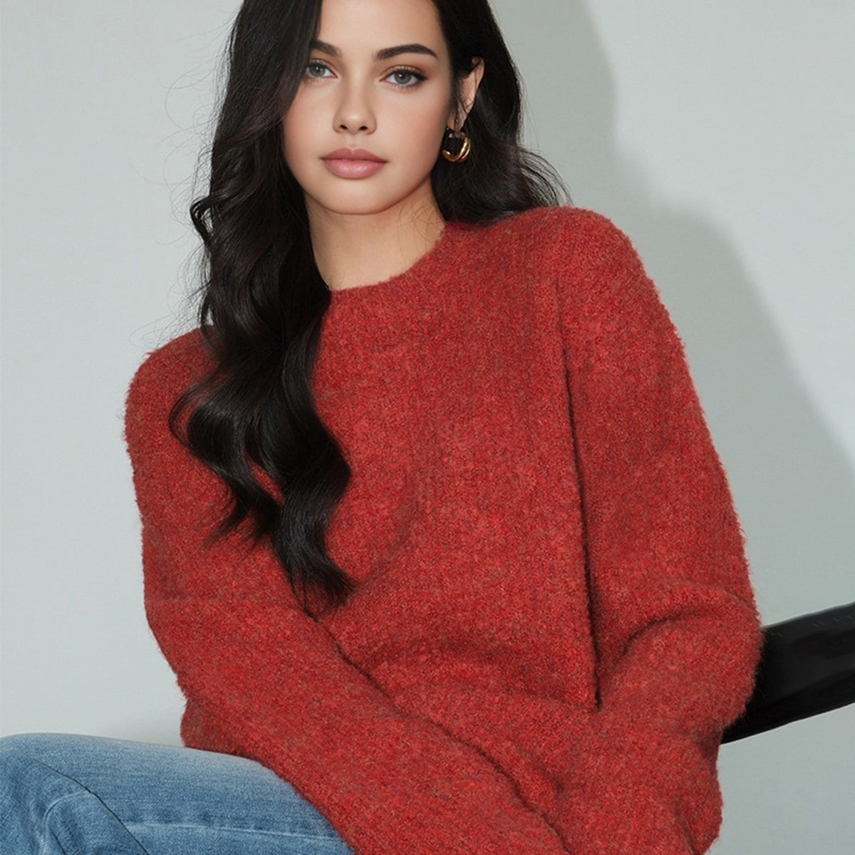 Yün Karışımlı Zarif Ribanalı Kazak