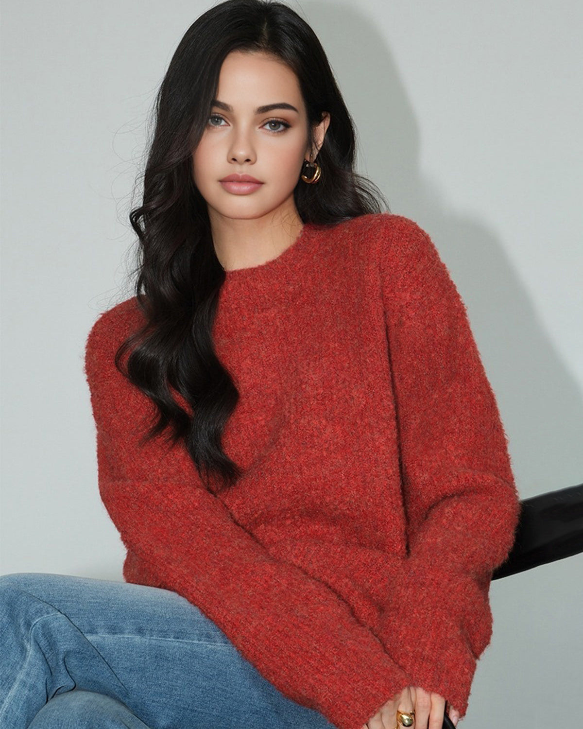 Yün Karışımlı Zarif Ribanalı Kazak