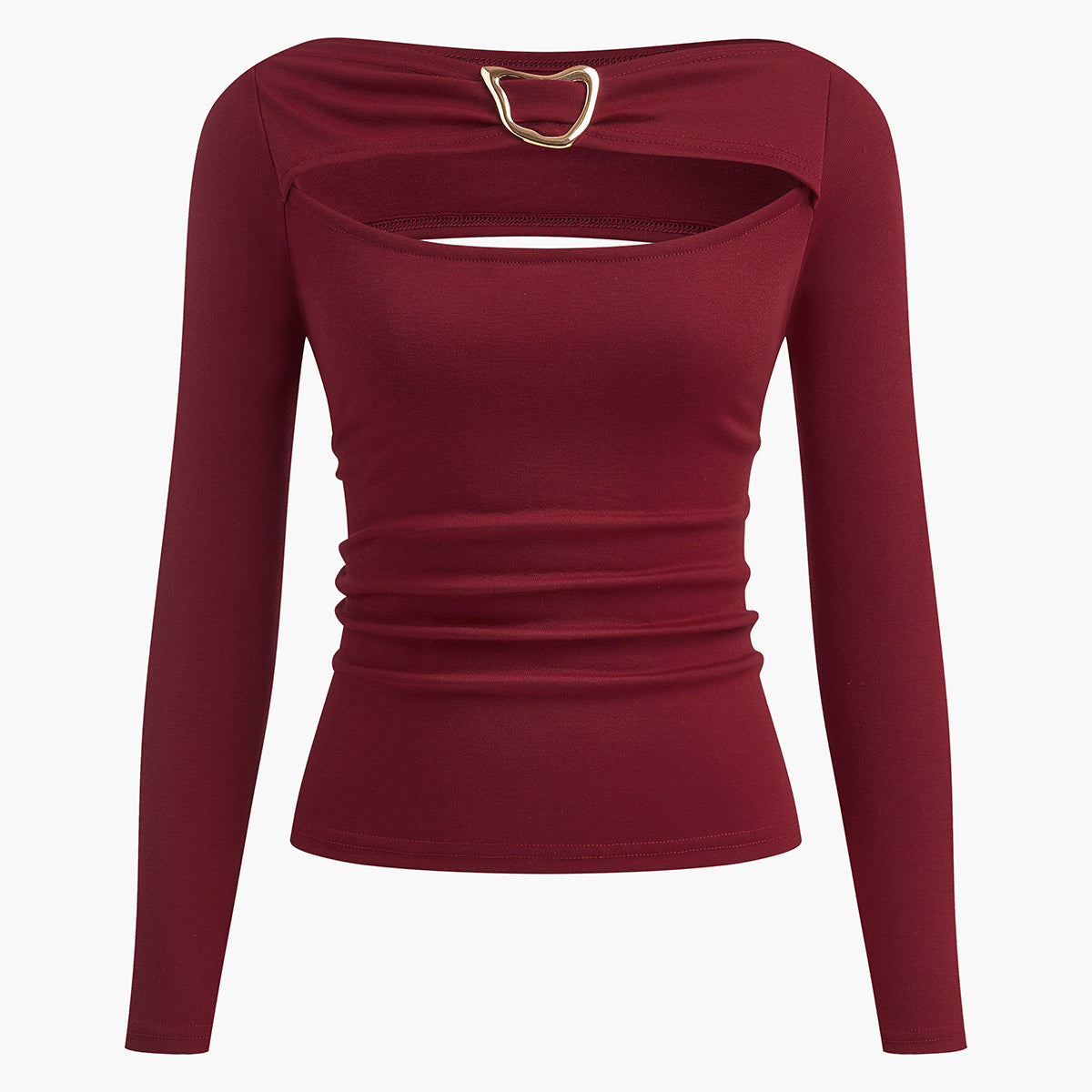 Düz Kesik Detaylı Uzun Kollu Tişört