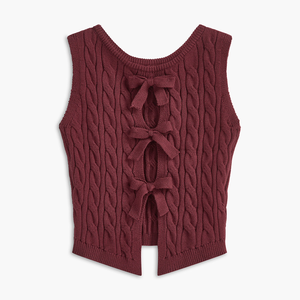 Önü Fiyonk Detaylı Kesik Triko Yelek