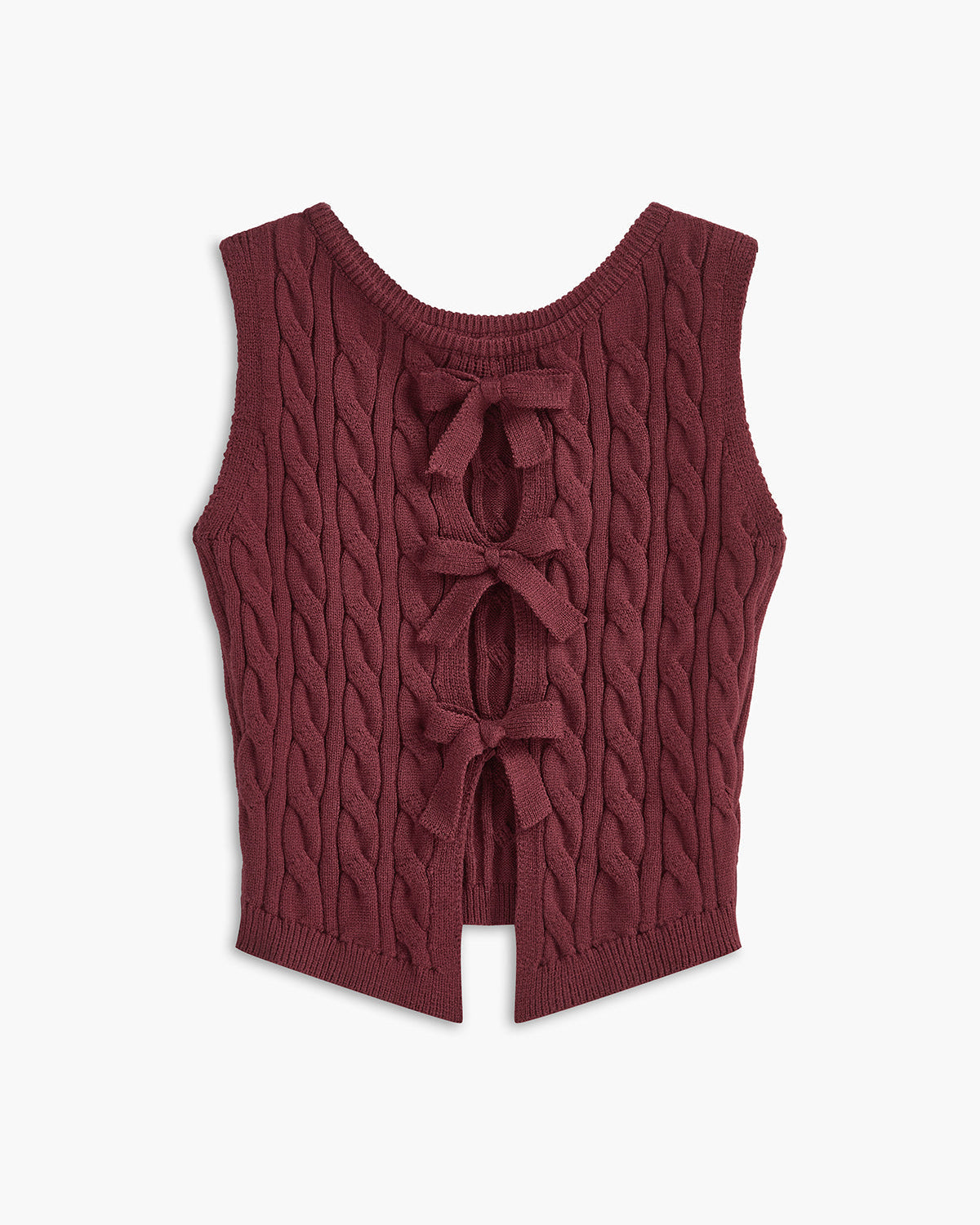 Önü Fiyonk Detaylı Kesik Triko Yelek