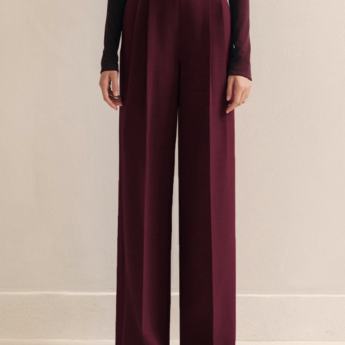 Metalik Kemerli Pileli Yüksek Bel Pantolon