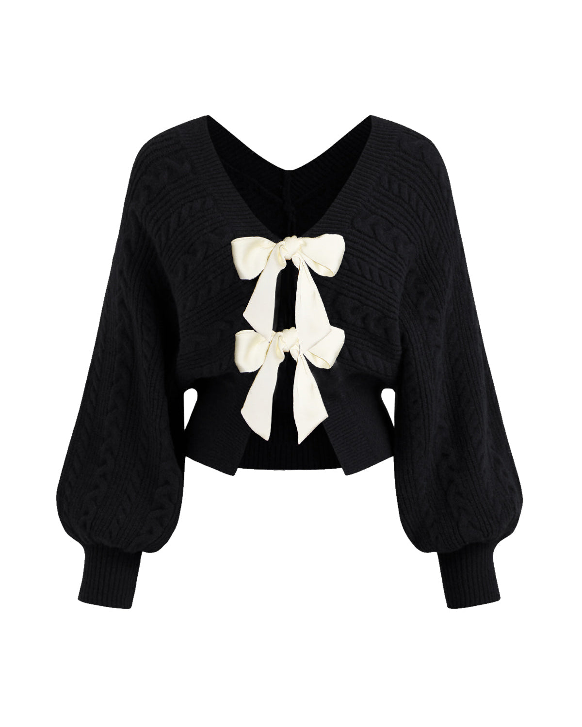 V Yaka Fiyonk Detaylı Bükümlü Hırka