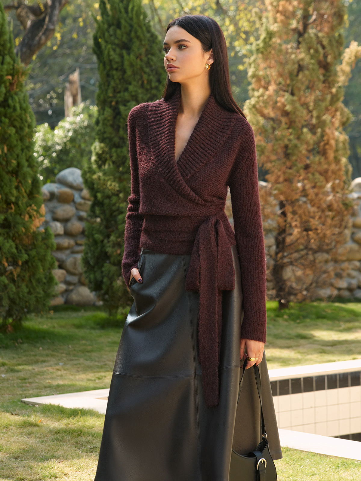 Yün Karışımlı Bağcıklı Triko Yün Karışımlı Bağcıklı Triko Üst