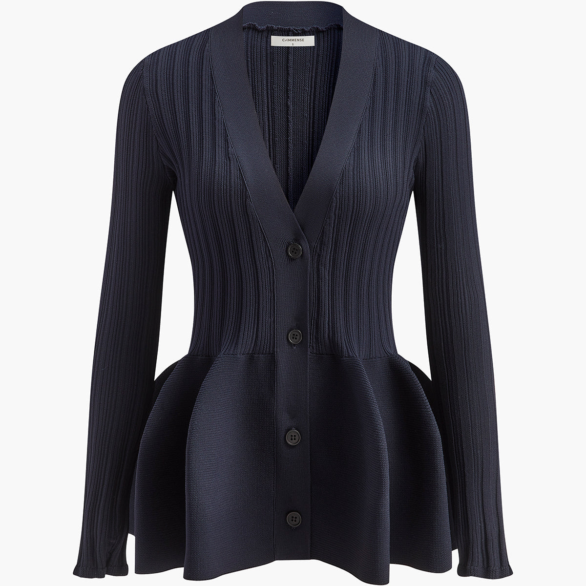 V Yaka Fırfır Detaylı Düğmeli Hırka