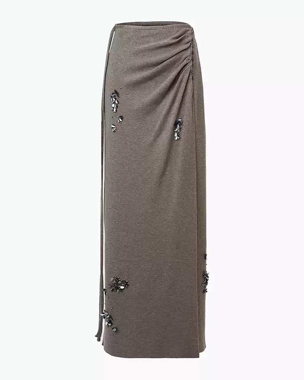 Yün Karışımlı Pileli Payetli Triko Etek