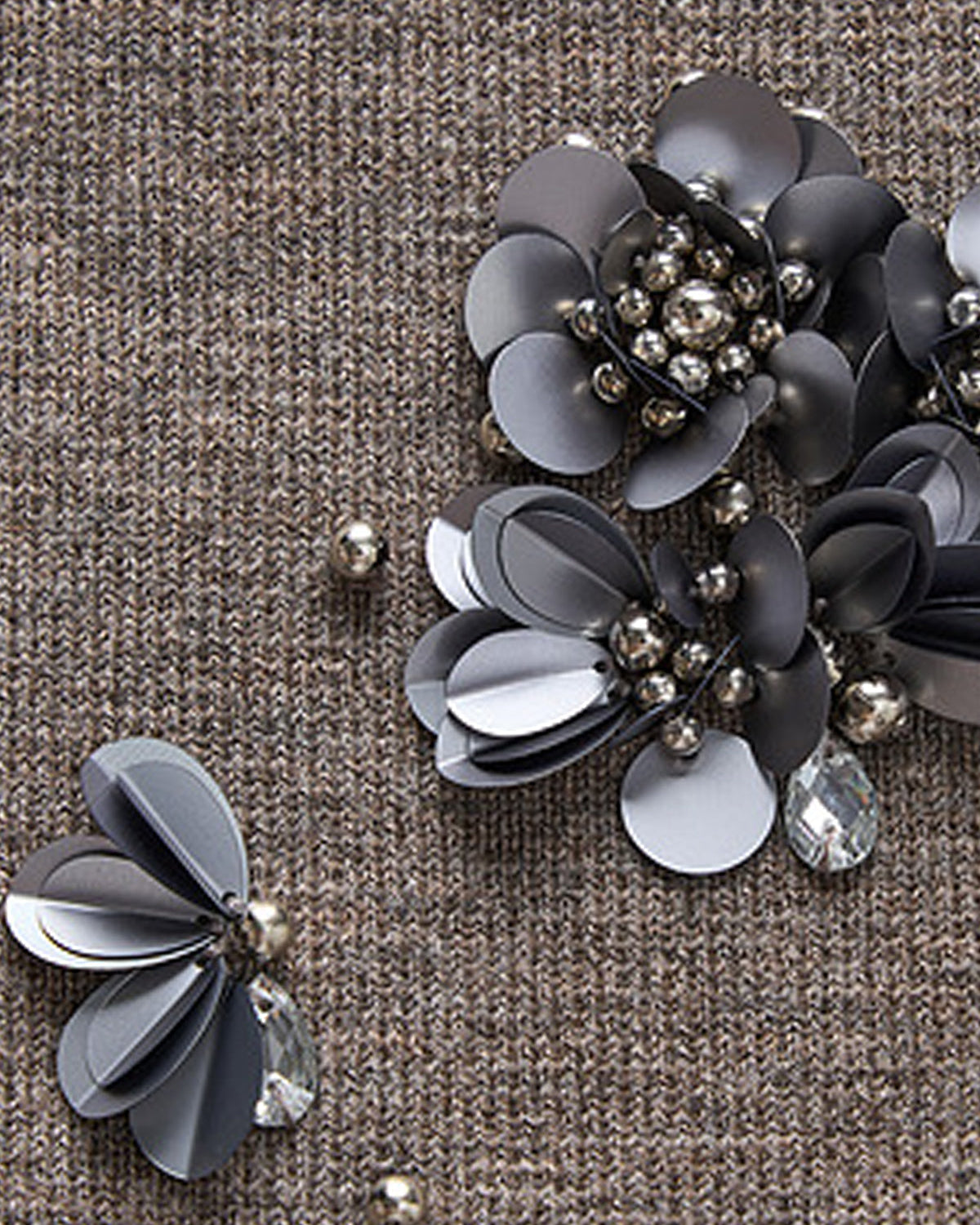 Yün Karışımlı Pileli Payetli Triko Etek