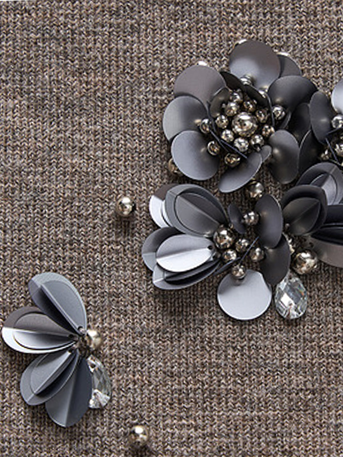 Yün Karışımlı Pileli Payetli Triko Etek