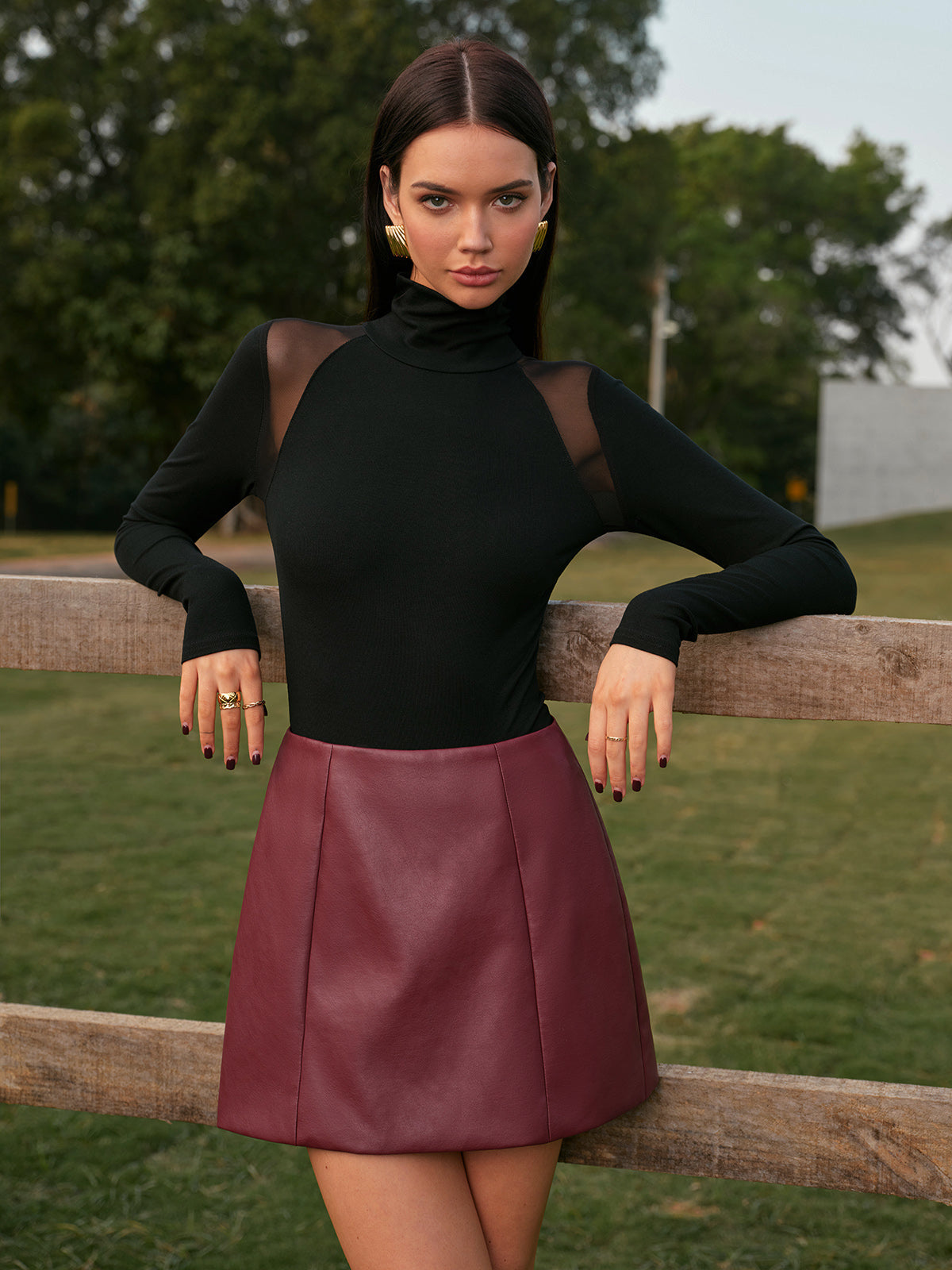 Suni Deri Kısa Etek