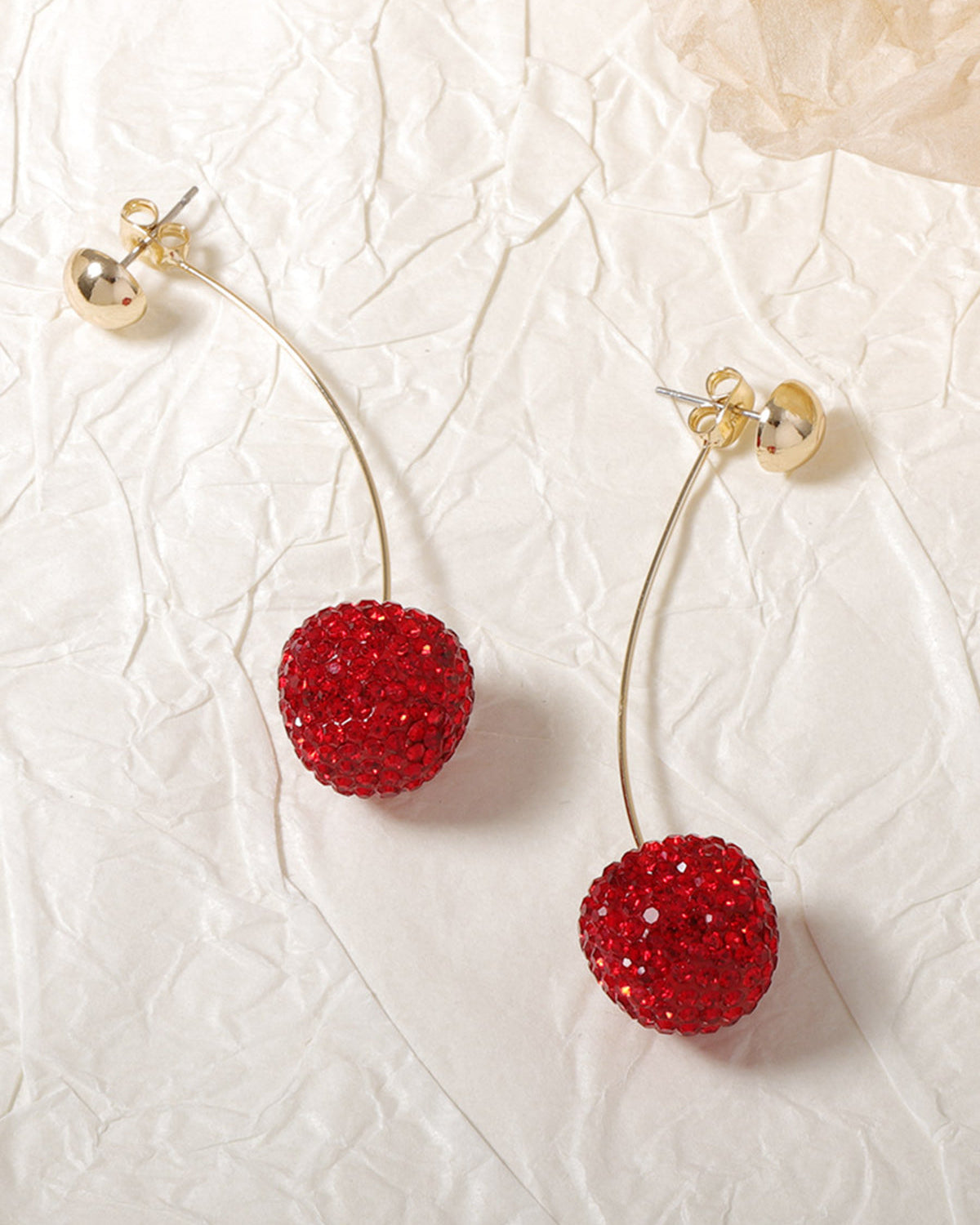 Taş İşlemeli Kiraz Küpe (Zirkon Taşlı)