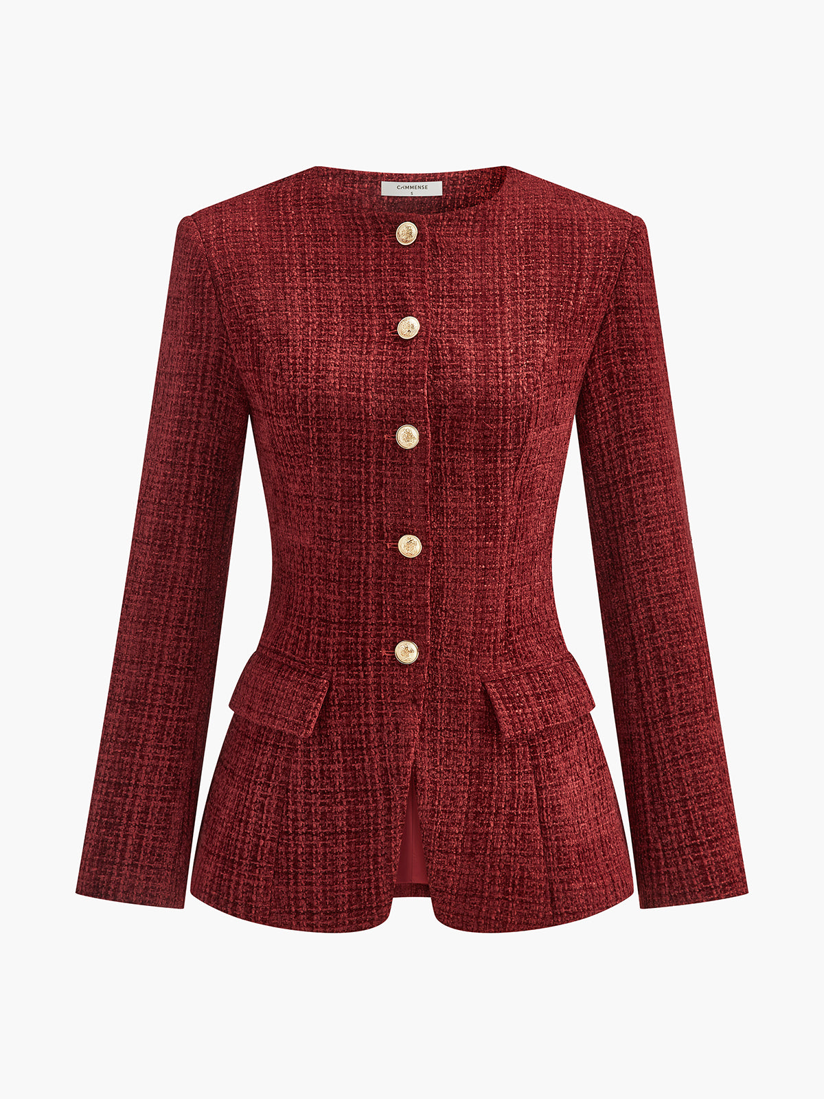 Düğmeli Yırtmaçlı Tweed Blazer Ceket