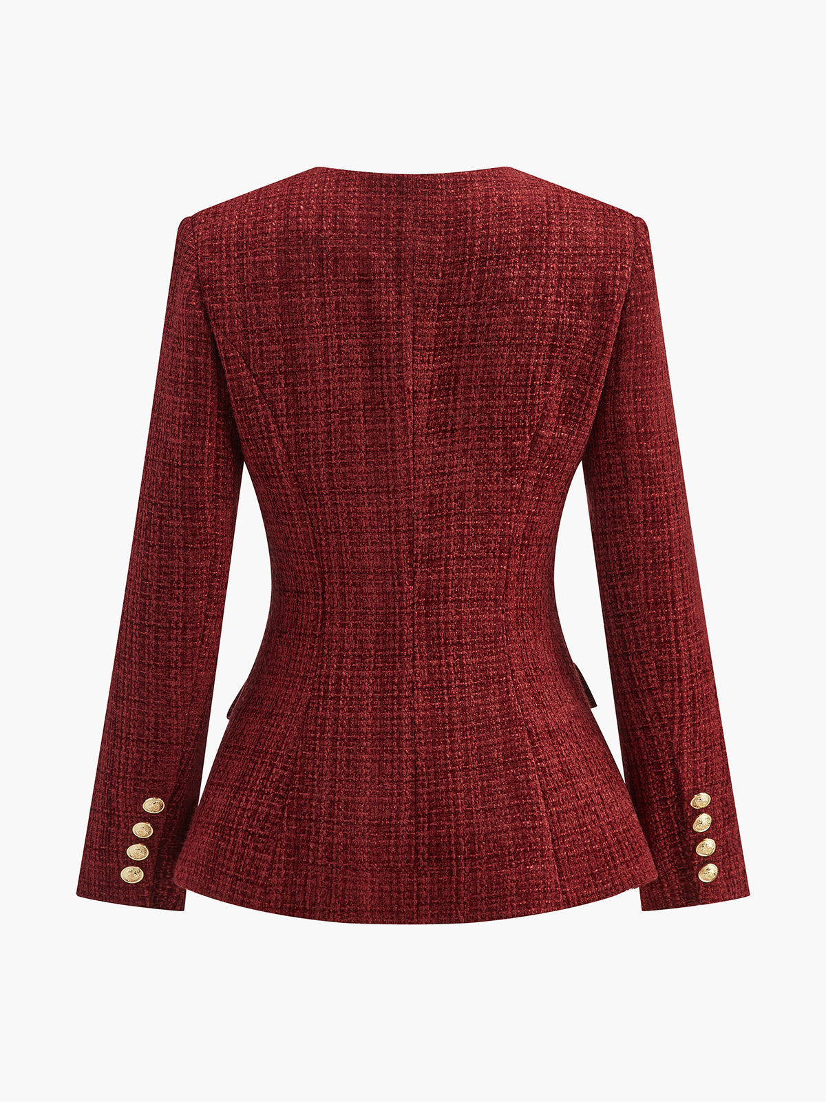 Düğmeli Yırtmaçlı Tweed Blazer Ceket