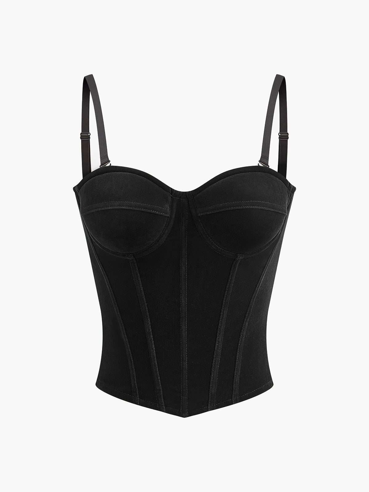 Kadife Biye Detaylı Fermuarlı Korse