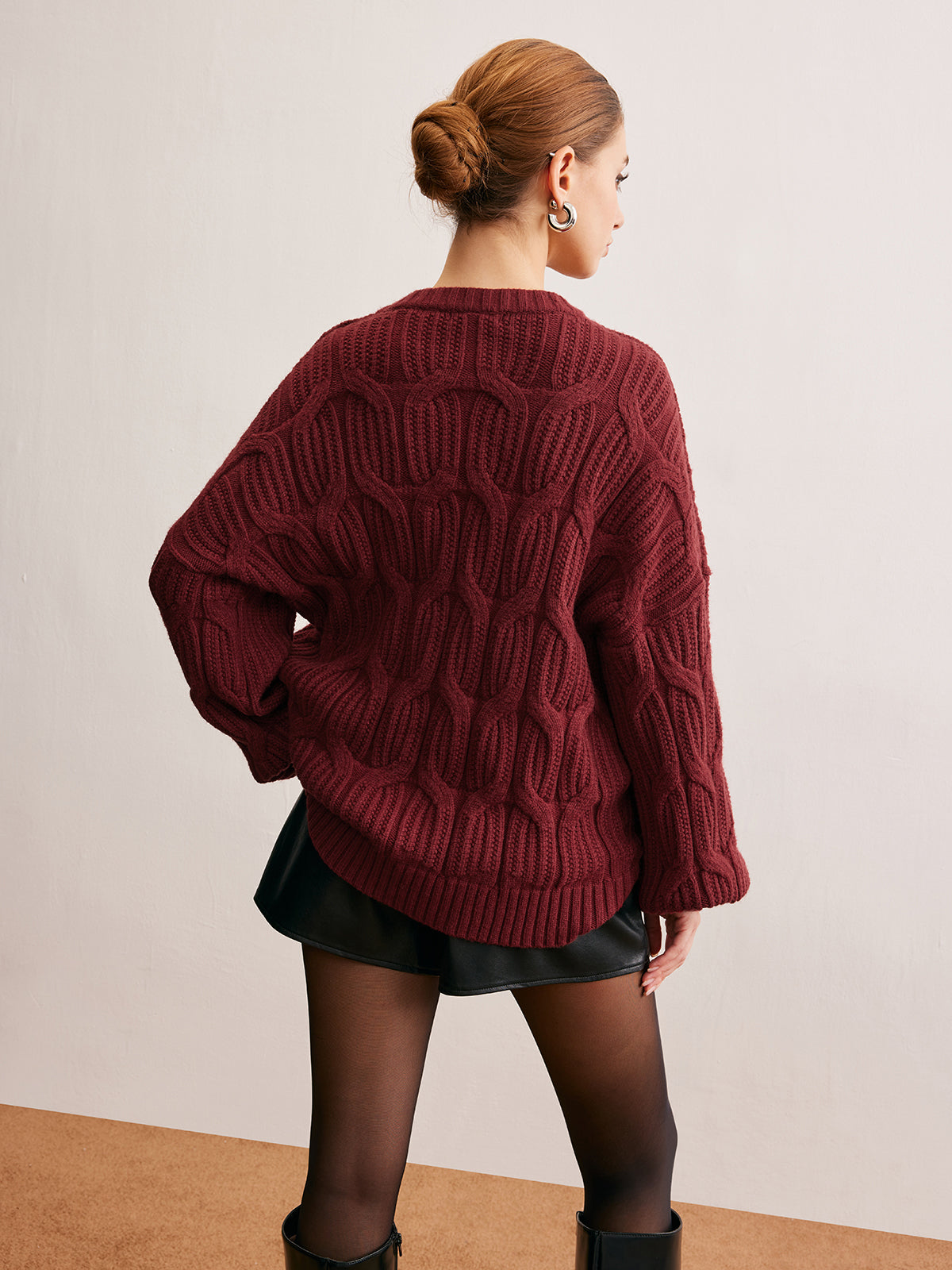 Düz Drape Detaylı Triko Kazak