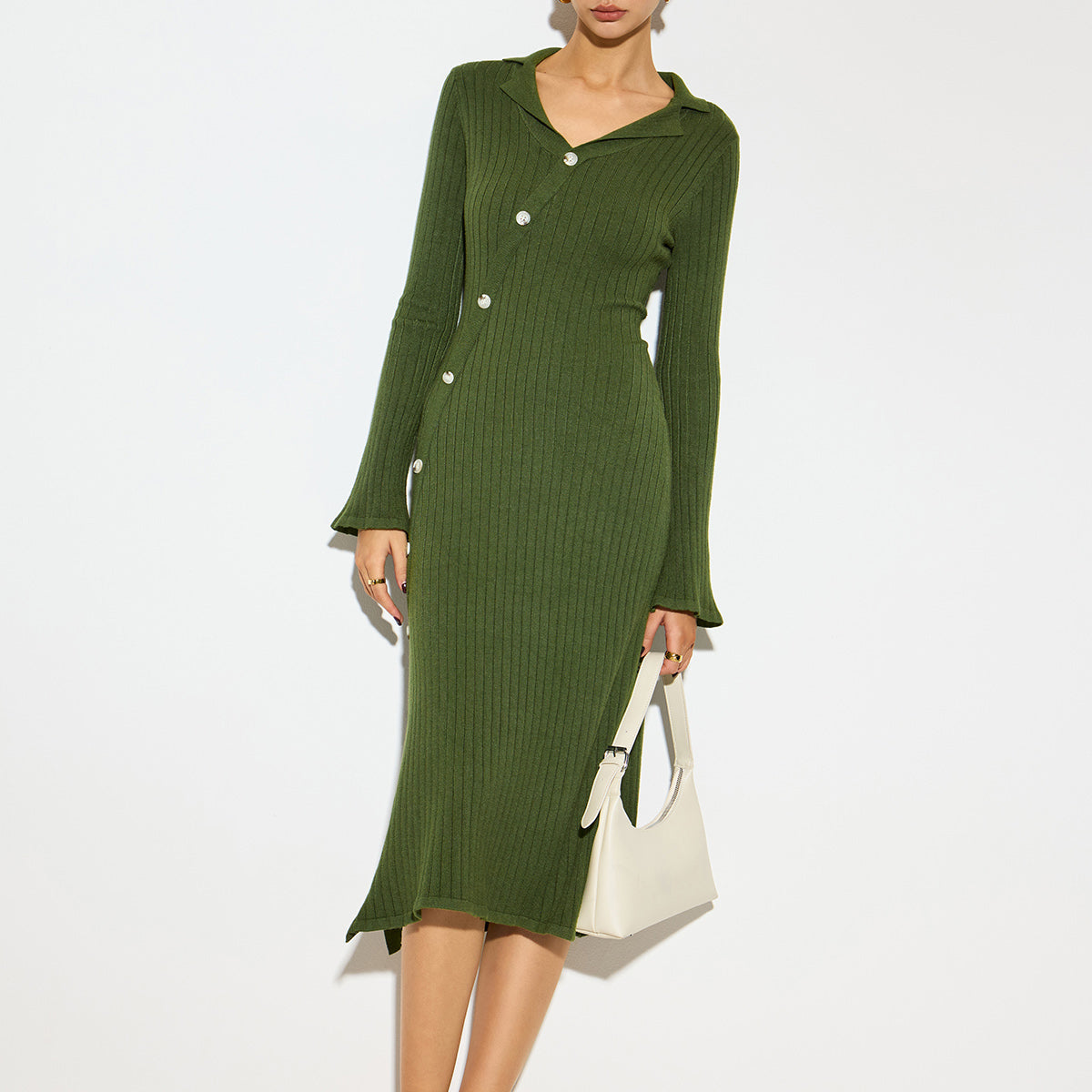 V Yaka Yaka Kazak Midi Elbise