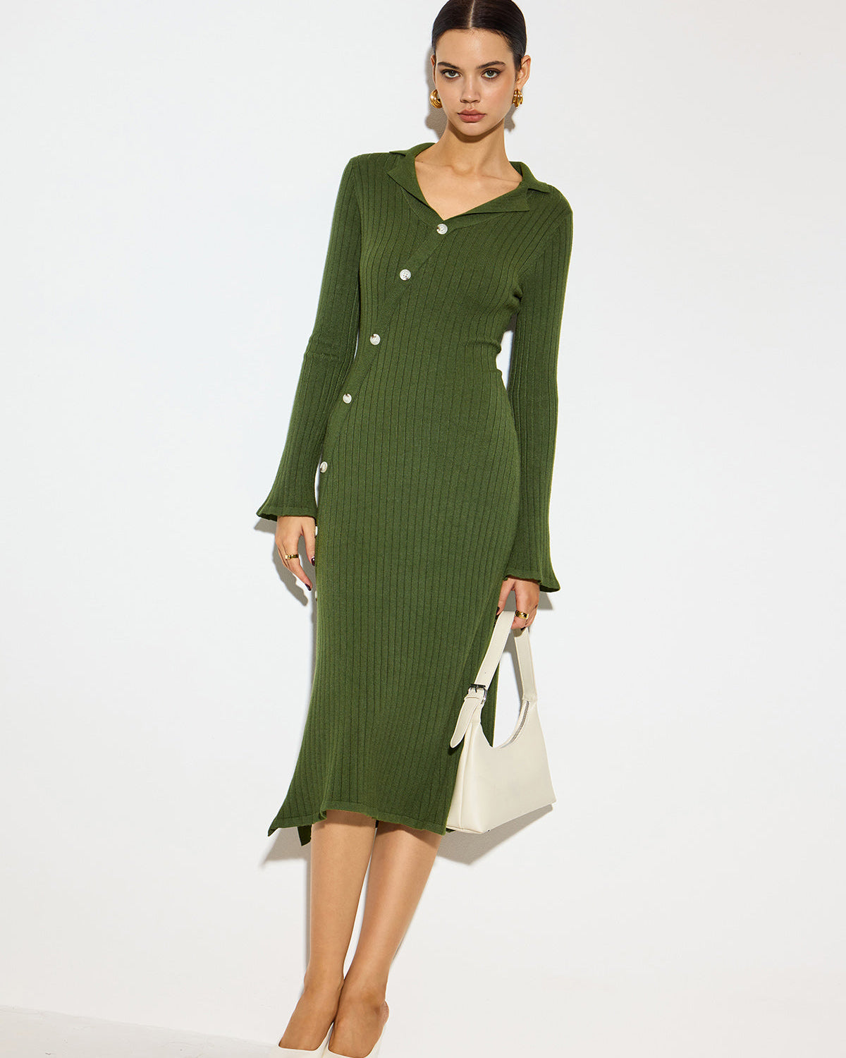 V Yaka Yaka Kazak Midi Elbise