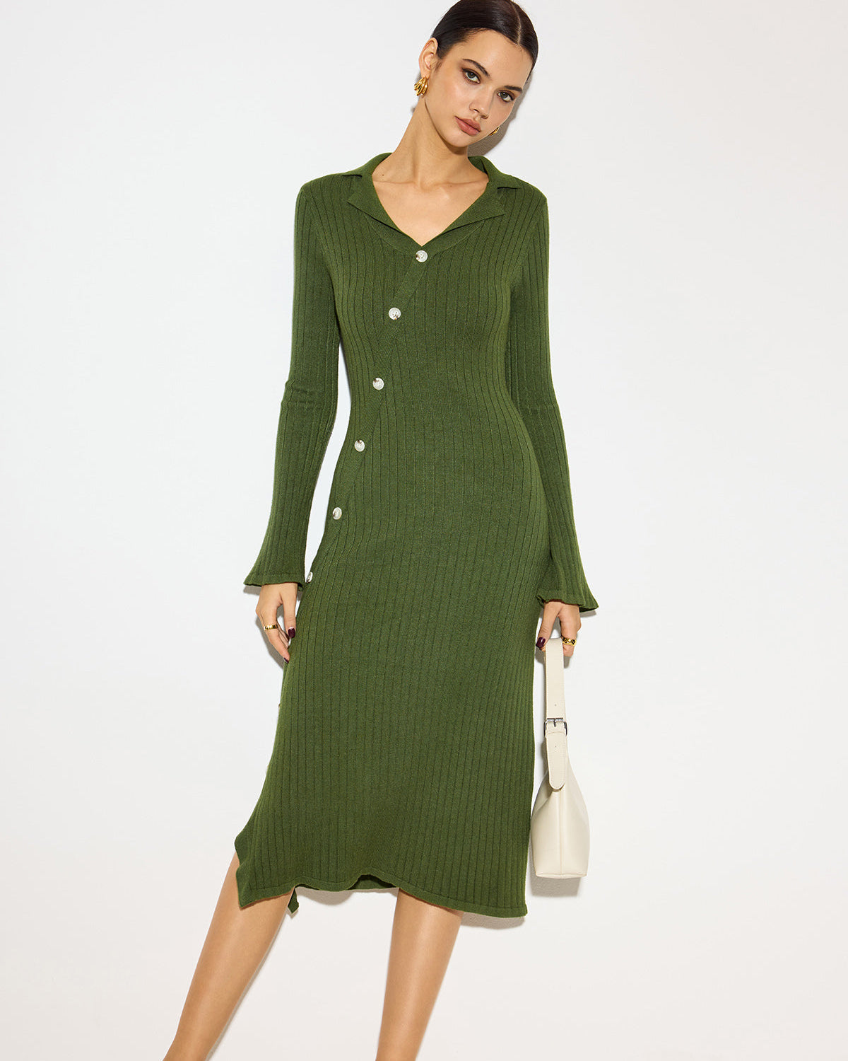 V Yaka Yaka Kazak Midi Elbise