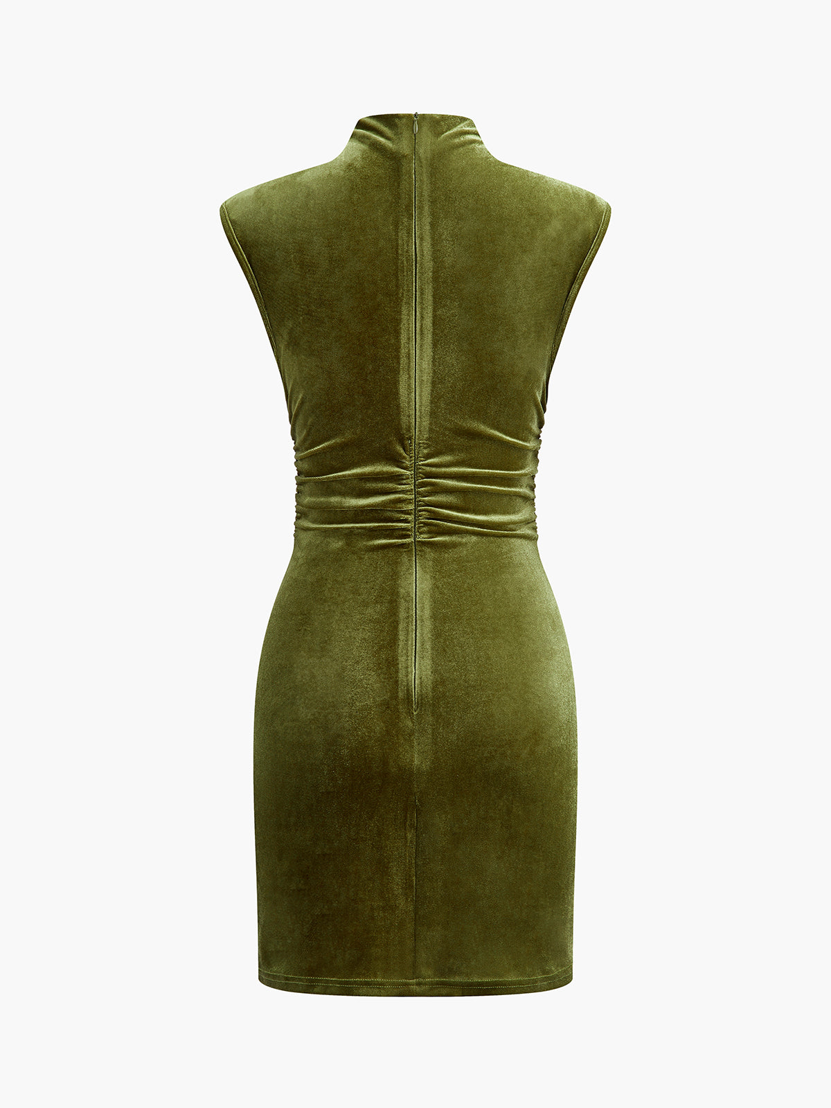 Yarım Dik Yaka Kolsuz Kadife Elbise