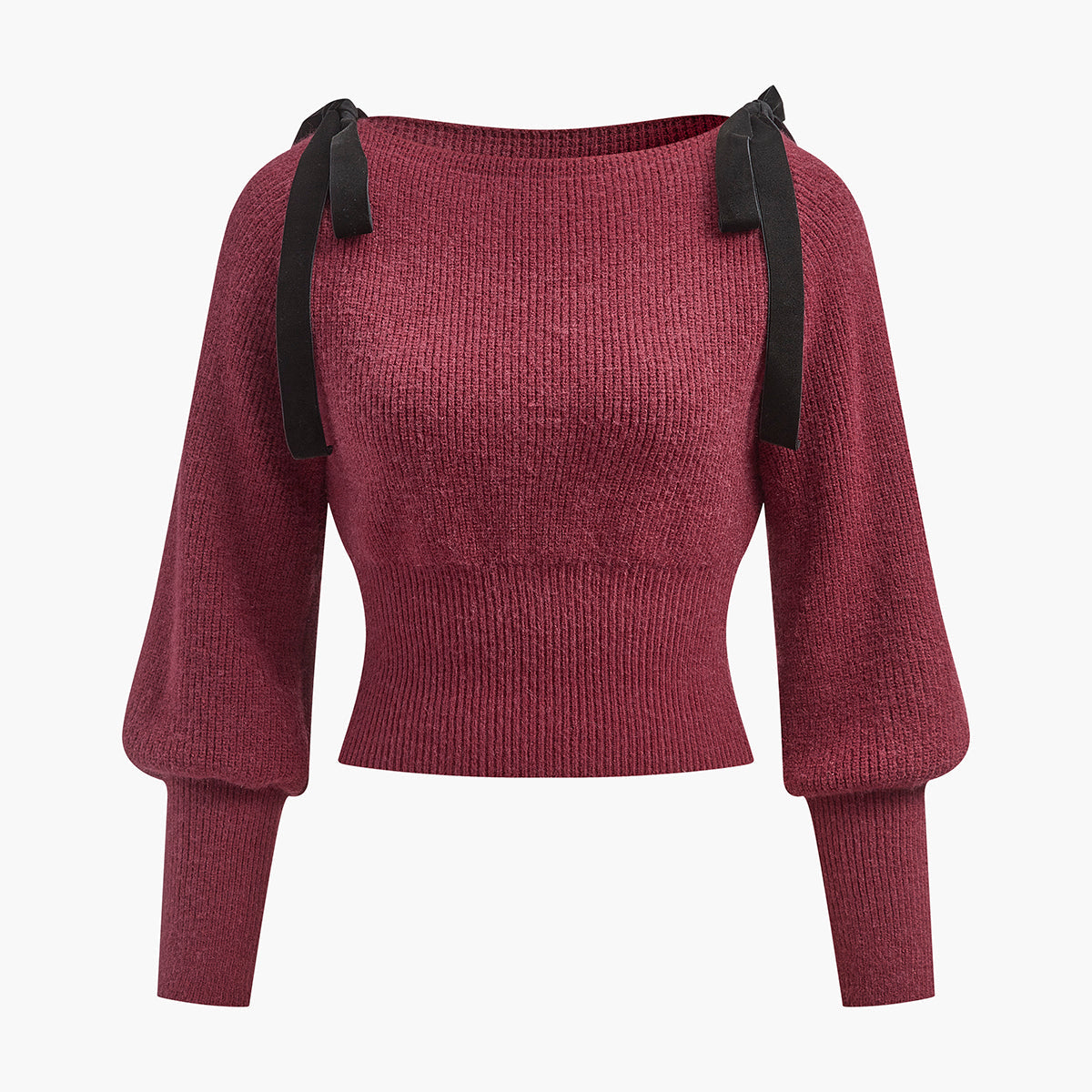 Kontrast Kurdele Detaylı Beli Büzgülü Kazak